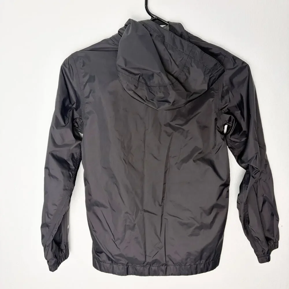 The North Face Boys 7-8 Black/Gray Windbreaker Rain Jacket Hooded Lightweight